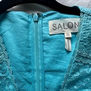 Saloni Aqua Lace Detail Dress